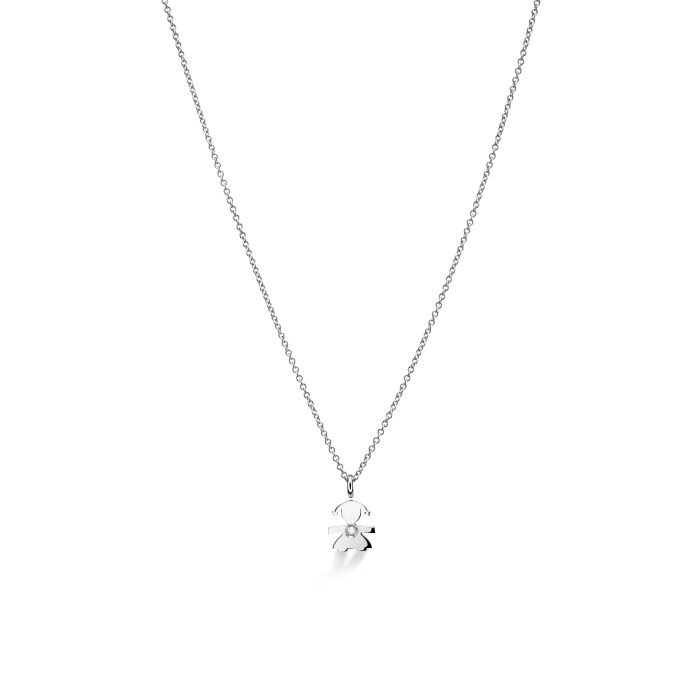 Gioiello lebebe ciondoli - CIONDOLO I PREZIOSI CON SAGOMA BIMBA IN ORO BIANCO E DIAMANTE