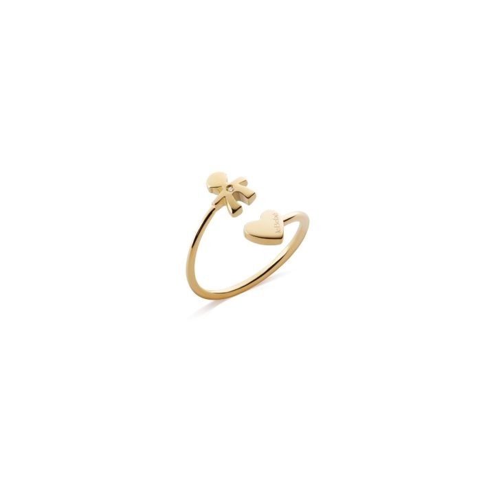 Gioiello lebebe anelli - ANELLO CONTRARIÉ LES PETITS CON SAGOMA BIMBO E CUORE, IN ORO GIALLO E DIAMANTE