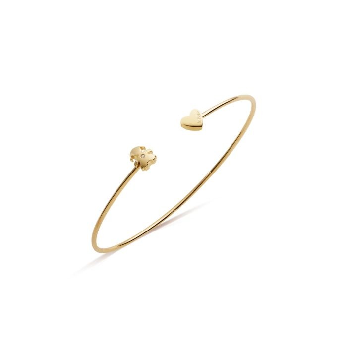 Gioiello lebebe bracciali - BRACCIALE LES PETITS CON SAGOMA BIMBA E CUORE, IN ORO GIALLO E DIAMANTE