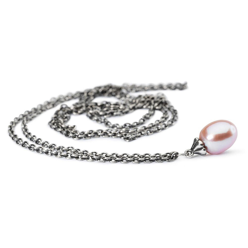 Gioiello trollbeads collane - COLLANA D'ARGENTO CON PERLA ROSA TROLLBEADS
